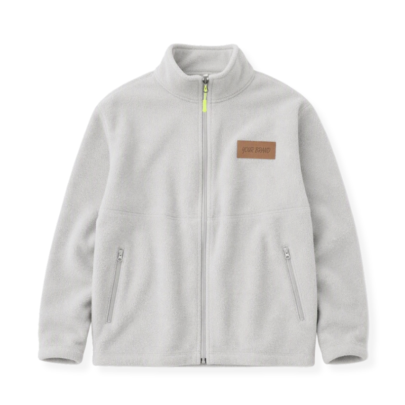 Leather Patch Fleece Coat