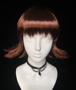 Brown Short Flip-Out Wig with Full Bangs