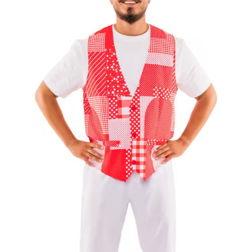 Men Red/White Vest