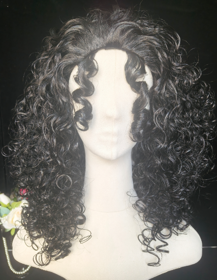 Black Medium-Length Kinky Curly Wig