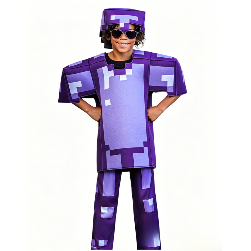 Kids Minecraft Purple Style Cosplay Costume