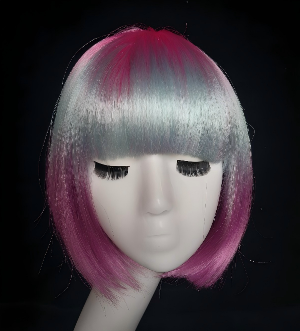 Purple Blue Short Bob Wig