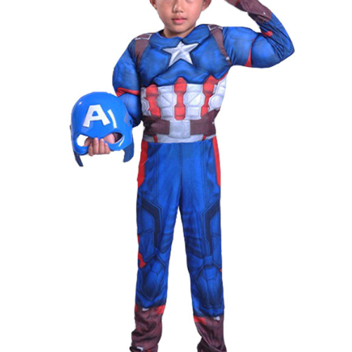 Kids Muscle Captain America Cosplay Costume