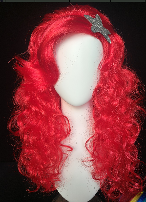 Red Long Curly Mermaid Wig with Starfish Clip