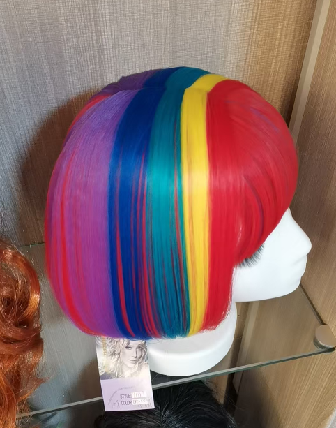 Rainbow Color Short Bob Wig with Bangs
