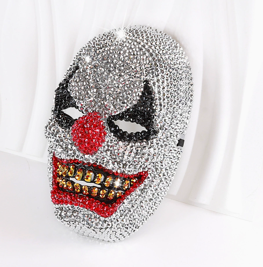 Rhinestone-encrusted clown mask