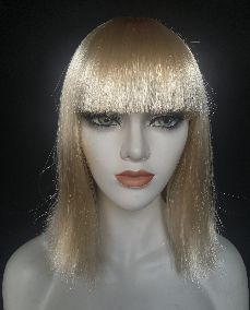 Blonde Medium-Length Straight Wig with Full Bangs