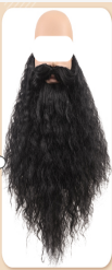 Long Curly Beard and Mustache Set