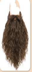 Long Curly Beard and Mustache Set