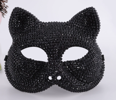 Rhinestone-encrusted catwoman mask