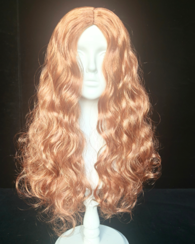 Copper Brown Long Wavy Wig with Center Part