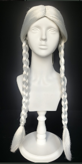 White/Silver Long Braided Pigtail Wig