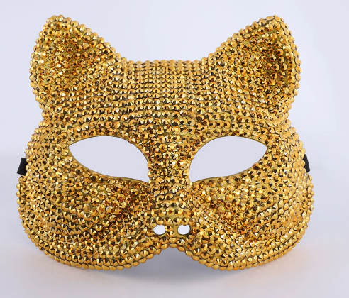 Rhinestone-encrusted catwoman mask