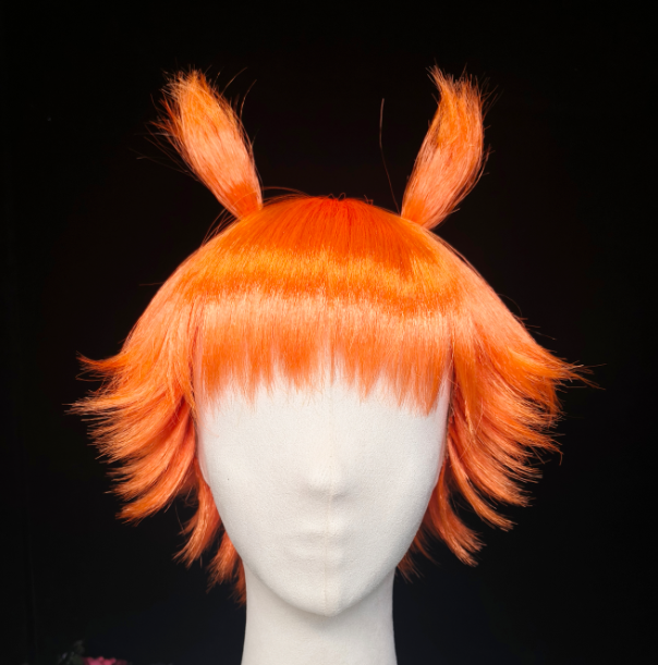 Orange Short Spiky Cosplay Wig with Two Small Horns