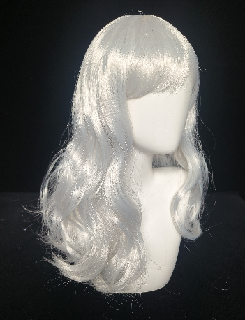 Long White Wig with Straight Bangs