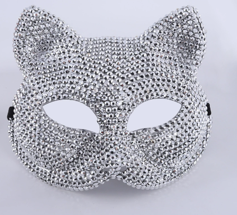 Rhinestone-encrusted catwoman mask