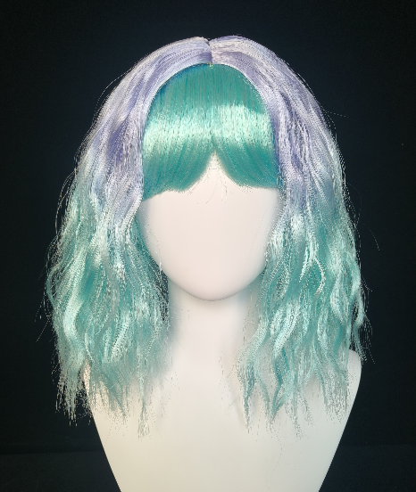 Purple to Mint Green Ombre Wavy Bob Wig
